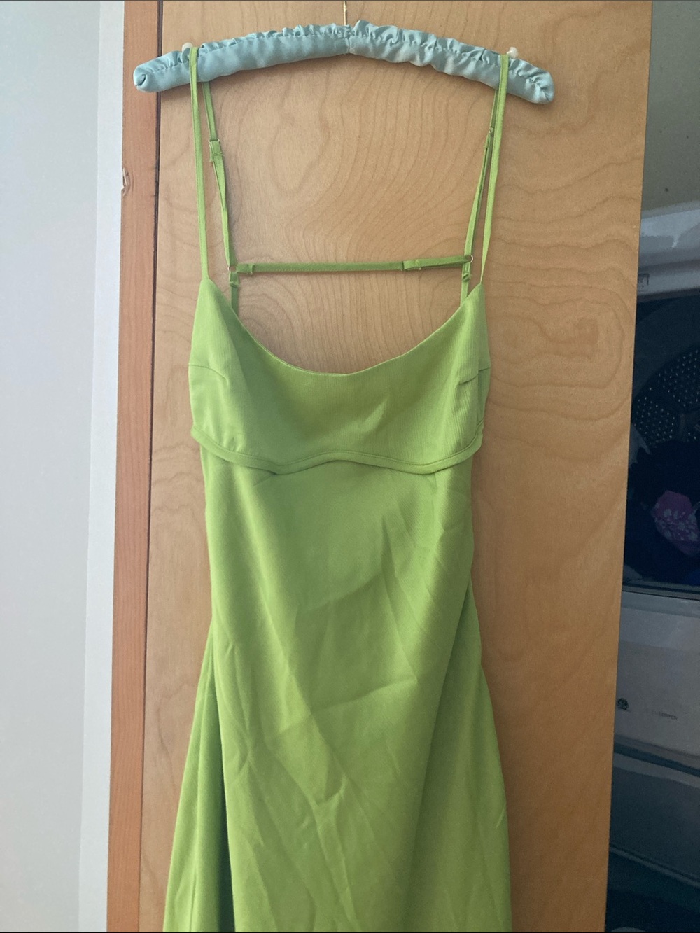 lime green strappy gown